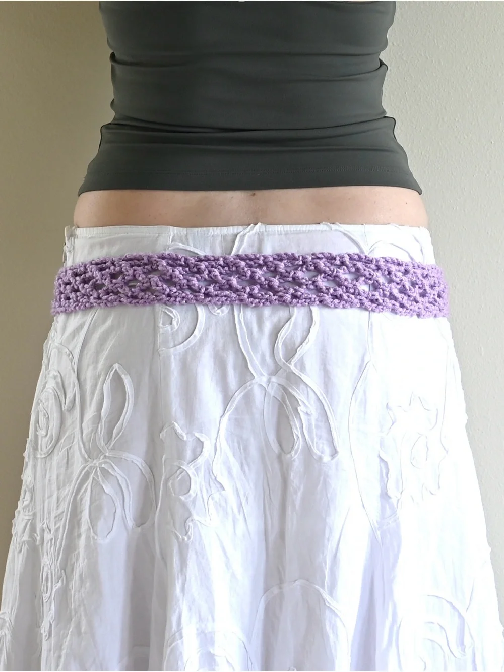 Handmade Lavender Crochet Waist Tie Belt Women